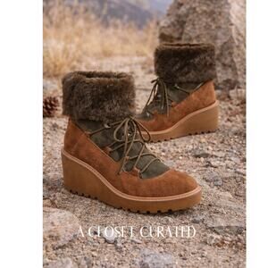 Anthropologie Cecelia NY Graham Sherling Wedge Boot 6 Brown NEW